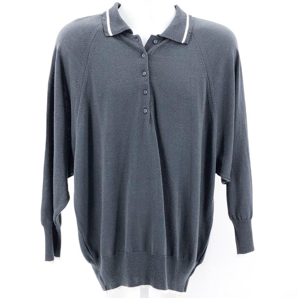 80s gray banded waist sweater 1980s vintage